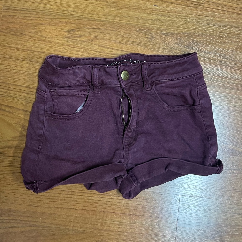 Burgundy jean shorts